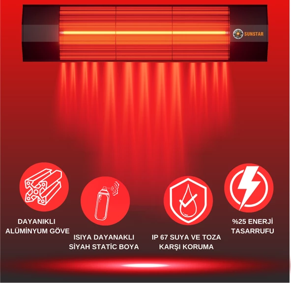 SUNSTAR DIŞ MEKAN HALOJEN SOBA İNFRARED ISITICI 4000W - Resim 3