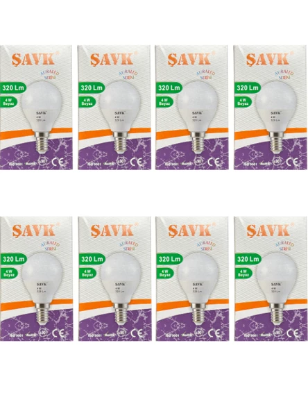 Şavk 4W (25W) 6000K (Beyaz Işık) E14 Duylu Led Top Ampul (8 Adet)
