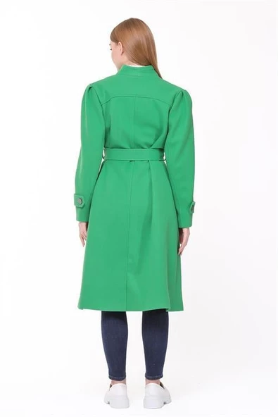 Dipmoda kadın midi oversize yün kaşe kaban DPPLTN03 - Benetton Yeşili - Resim 8