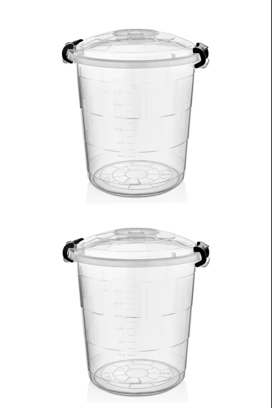 2 Adet 30 Litre Şeffaf Plastik Bakliyat Kovası 1112_90_2