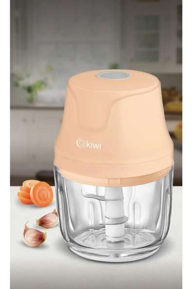 Kiwi 3 Bıçaklı Şarjlı Cam Gıda Doğrayıcı Kc-8204 Somon - 2