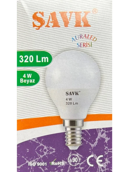 Şavk 4W (25W) 6000K (Beyaz Işık) E14 Duylu Led Top Ampul (4 Adet) - 2