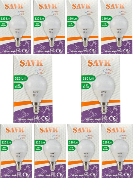 Şavk 4W (25W) 6000K (Beyaz Işık) E14 Duylu Led Top Ampul (10 Adet)