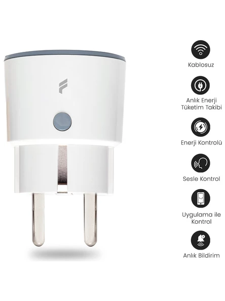 Fonri Akıllı Priz (16 Amper), Uzaktan Kontrol, Anlık Enerji Tüketim Takip, Zamanlayıcı, Wifi, 2 Yıl Garantili, Tuya Destekli ürün görseli 1