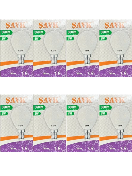 Şavk 4W (40W) 3000K (Sarı Işık) E14 Duylu Led Top Ampul (8 Adet)