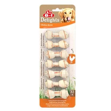 8in1 Delights Bones Ağız Bakımı için Tavuklu Düğümlü Köpek Kemiği  [XS] 84gr (7'li)
