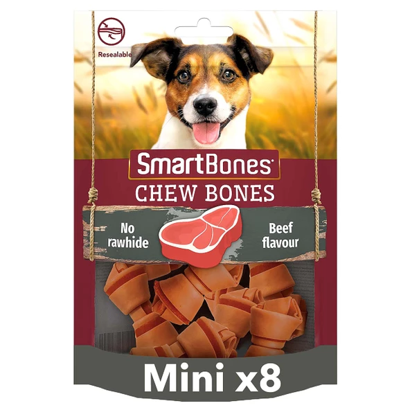 Smart Bones Küçük Irk Köpekler içink Sığır Etli Ödül Kemiği 128gr (8'li)