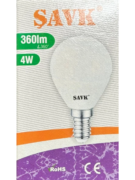 Şavk 4W (40W) 3000K (Sarı Işık) E14 Duylu Led Top Ampul (2 Adet) - 2