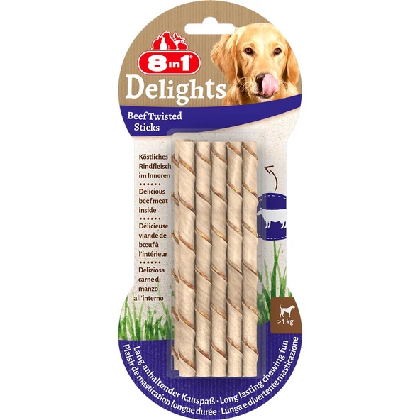 8in1 Delights Biftekli Ağız Sağlığı için Burgu Kemik 55gr (10'lu)