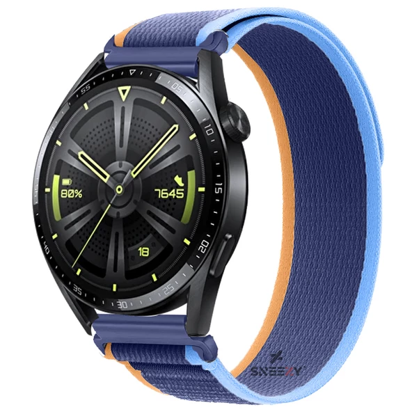 Huawei Watch Ultimate – Watch Buds 22mmUyumlu Wander Trail Loop Kordon  Mavi Koyu