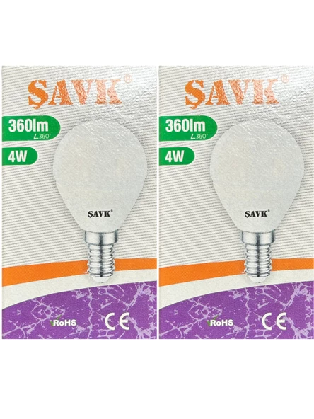 Şavk 4W (40W) 3000K (Sarı Işık) E14 Duylu Led Top Ampul (2 Adet)