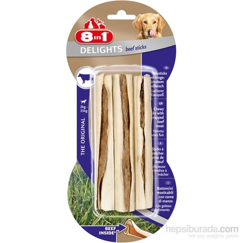 8in1 Delights Sticks Biftekli Çubuk Köpek Ödül Maması 75gr