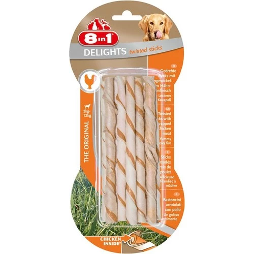 8IN1 Delights Burgu Çubuk Köpek Ödül Kemiği Tavuklu 55gr