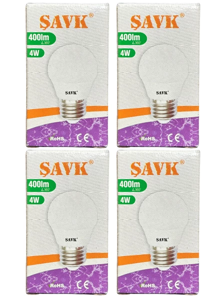 Şavk 4W (40W) 6500K (Beyaz Işık) E27 Duylu Led Top Ampul (4 Adet) ürün görseli 1