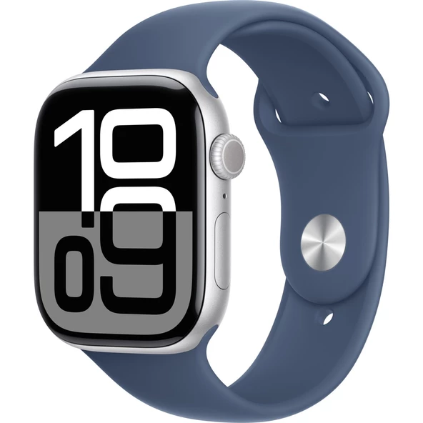 Apple Watch Series 10 Gps 46MM Silver Aluminium Case With Denim Sport Band - M/l