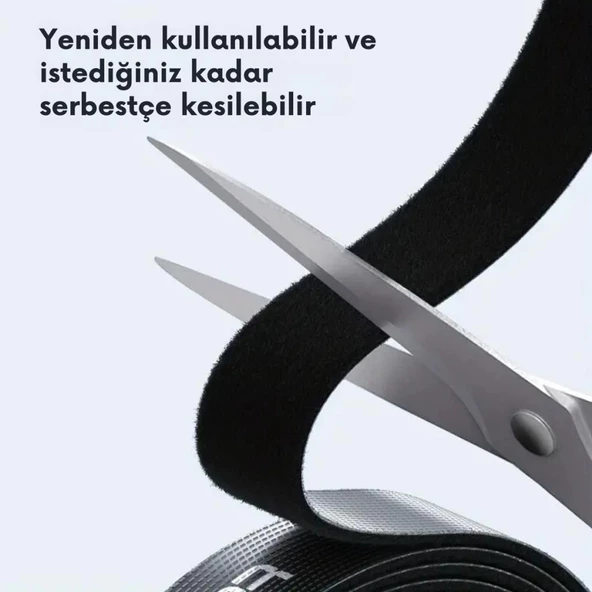 Polham 5 Metre Cırt Cırt Bantlı Kablo Sarıcı Düzenleyici Organizatör, Kesilebilir Kablo Düzenleyici - 2