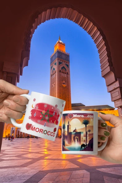 Fas Kupa Bardak 2 Adet Seyahat Hatıra Morocco Mug - 6