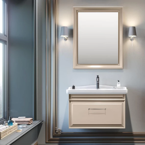 Orka Design 85 cm MDF Cappucino Banyo Dolabı Takımı