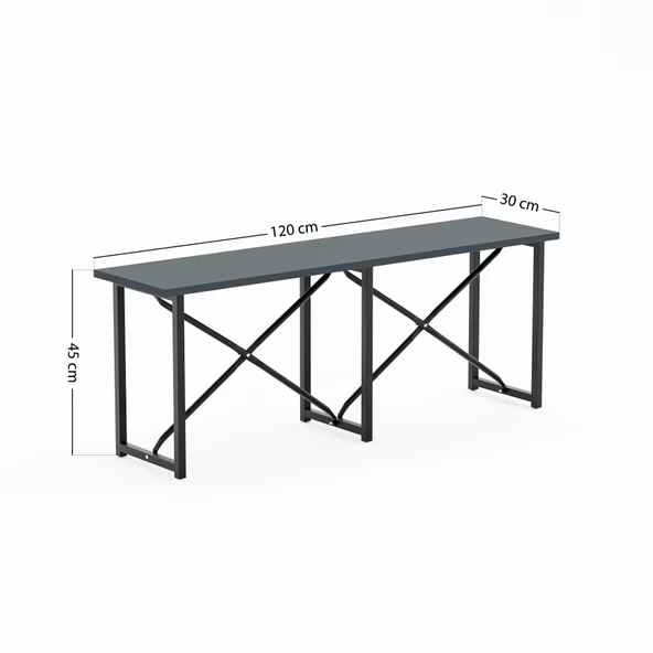 Eportatif Mutfak Masası Minderli Bank 120x60 Masa Set 2 Adet Sandalye Yemek Masası Füme 1551 - 7