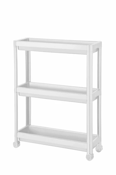 Mithra Life 3 Katlı Tekerlekli Slim İnce Beyaz Banyo Mutfak Rafı MIT1125 - 2