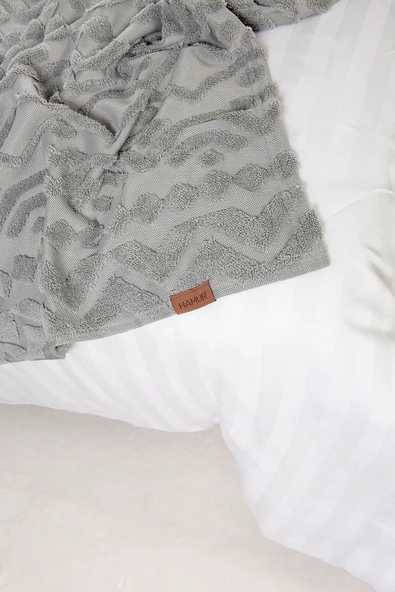 Jakarlı Yatak Runner Set Letta Gri - Resim 3