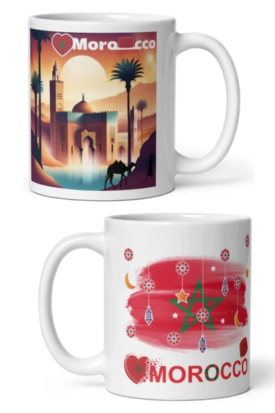 Fas Kupa Bardak 2 Adet Seyahat Hatıra Morocco Mug - 5
