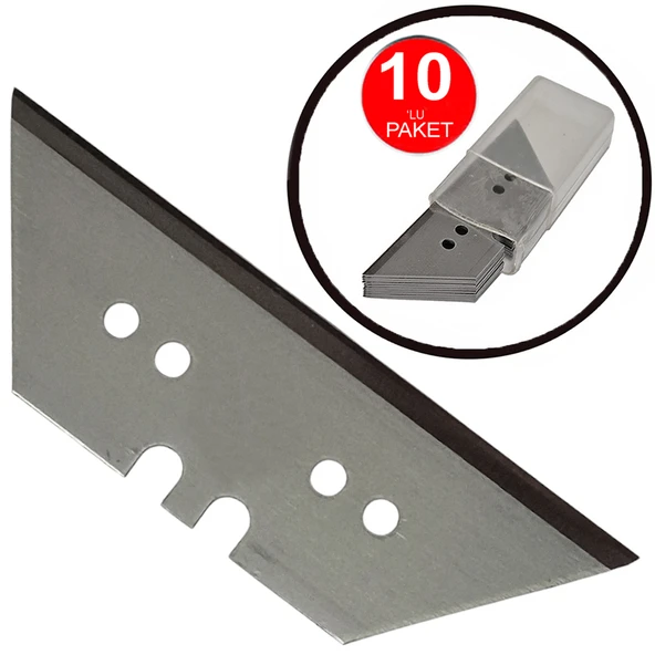 Trapez Maket Bıçağı Yedeği 19mm Trapezoid Falçata Üçgen Baklava Kısa Yedek Bıçak -10 Lu Paket