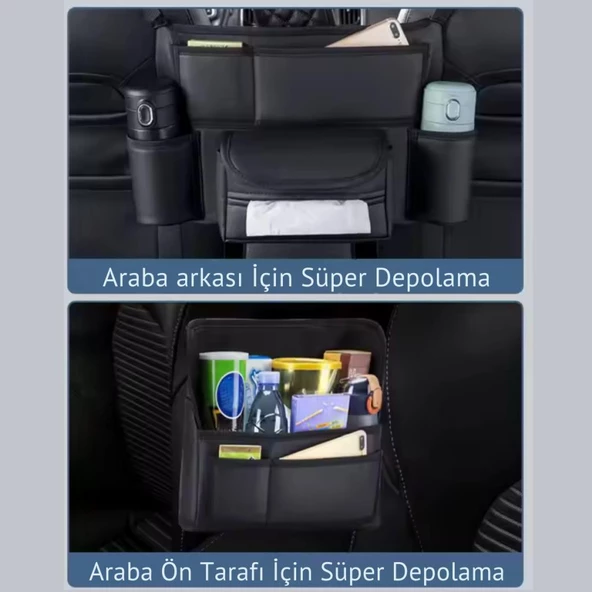Coofbe Araç Koltuk Arası Organizer Çanta Araç Saklama Kutusu Bardak Tutucu Araç İçi Düzenleyici Çanta - 2
