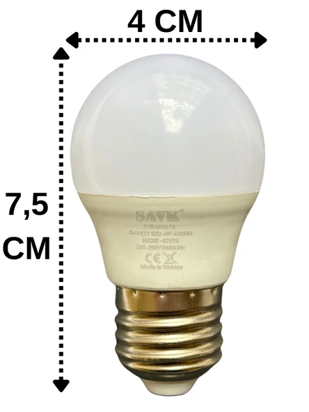 Şavk 4W (40W) 3000K (Sarı Işık) E27 Duylu Led Top Ampul (10 Adet) - 3