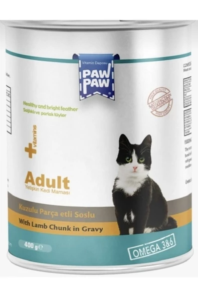 Angelapets Paw Paw Kuzulu Parça Etli Soslu Kedi Konservesi 400 Gr