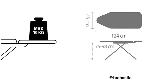 Tantitoni Brabantia 124x45cm (c) Buhar Kazanı Standlı Tıtan Oval Desenli Ütü Masası - Resim 5