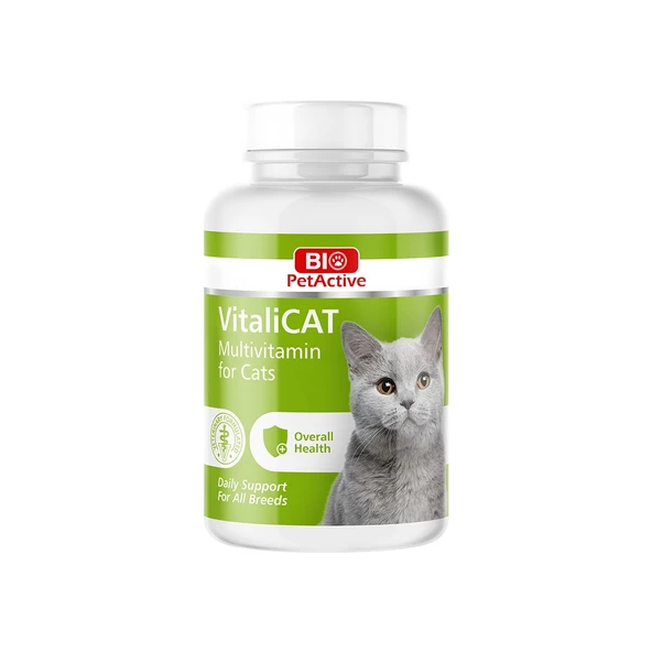 Bio Pet Active Vitalicat Multivitamin Yavru Yetişkin Kedi Vitamini 150 Tableti 75GR SKT 14/11/2025 ürün görseli 1