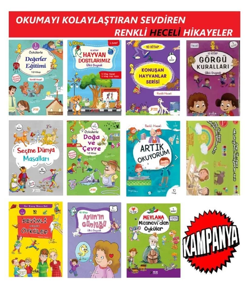 1. Sınıf Renkli Heceli Hikaye Seti 11 Set 110 Kitap (SINIRLI SAYIDA)
