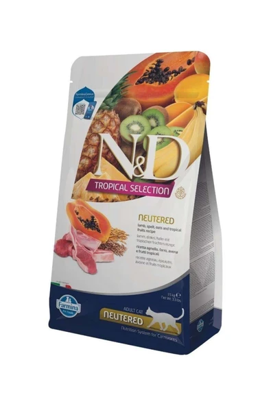 N&D Kısırlaştırılmış Kedi Maması Tropical Selection Kuzu Etli 1,5 Kg