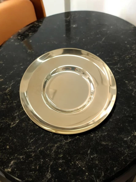 EVMUTFAK 6 li yuvarlak Gold kaplamalı çelik çay tabağı - 2