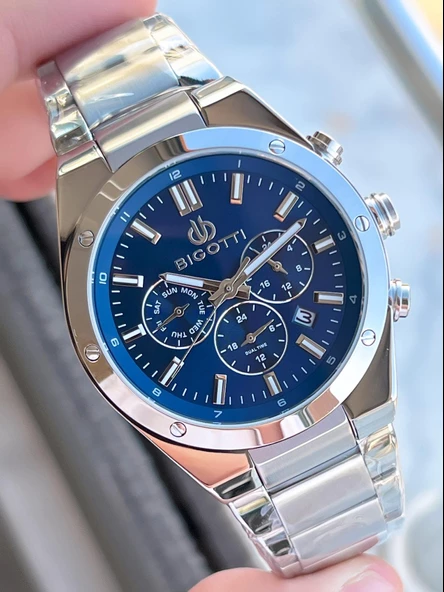 Bigotti Kasa Ve Kordon Çelik İç Fonksiyonları Aktif 5 Atm Su Geçirmez Erkek Kol Saati EBG.10511.3 - Resim 2