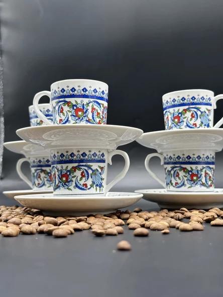 Topkapı Çini Desenli Altılı Fincan Takımı - 4