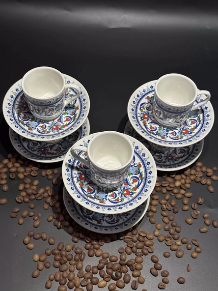 Topkapı Çini Desenli Altılı Fincan Takımı - 5