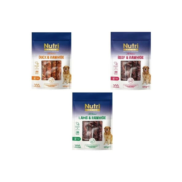 Nutri Canin Rawhide Orta Büyük Irk Köpek Kemik Ödülü 120 gr x 3 Çeşit