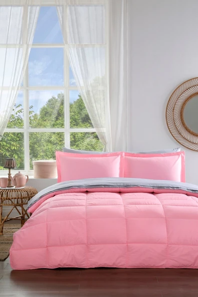Özdilek Ranforce Çift Kişilik Uyku Seti-Colormix Pembe Gri