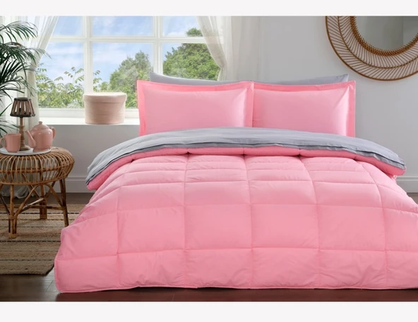 Özdilek Ranforce Çift Kişilik Uyku Seti-Colormix Pembe Gri - 2