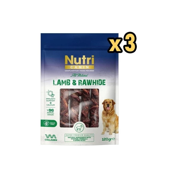 Nutri Canin Rawhide Kuzu Eti Sarili Orta Büyük Irk Köpek Kemik Ödülü 120 gr x 3 Adet