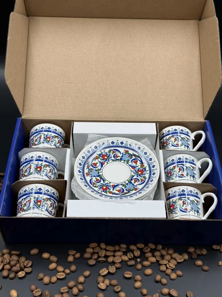 Topkapı Çini Desenli Altılı Fincan Takımı - 7