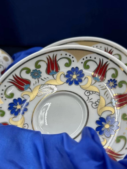 Kadife Kutulu Özel Lale Motifli İkili Fincan Takımı - 7