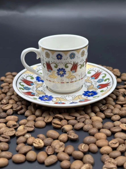 Kadife Kutulu Özel Lale Motifli İkili Fincan Takımı - 5