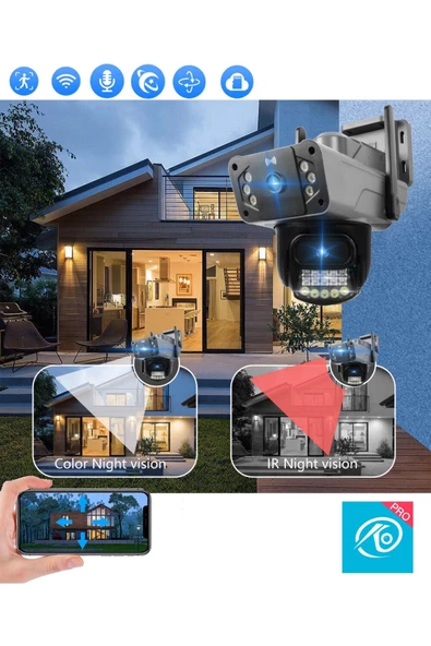 APEX WİFİ 6MP DUAL LENS ( SABİT HAREKETLİ ) GECE GÖRÜŞ INSAN TAKİBİ SESLİ TÜRKÇE APP KAMERA - 2