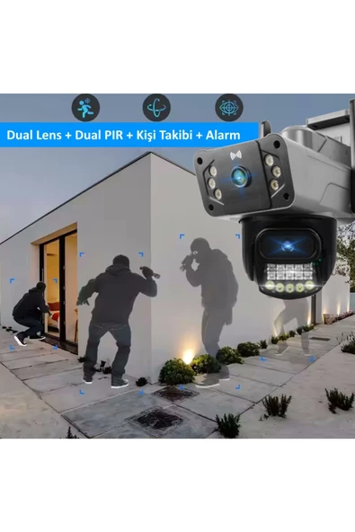 APEX WİFİ 6MP DUAL LENS ( SABİT HAREKETLİ ) GECE GÖRÜŞ INSAN TAKİBİ SESLİ TÜRKÇE APP KAMERA - 3