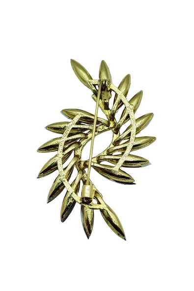 Gösterişli Kristal Yaprak Broş - Resim 4