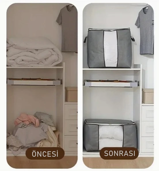 Pencere ve Kulplu 1pc Polyester Giysi Depolama Çantası - 3