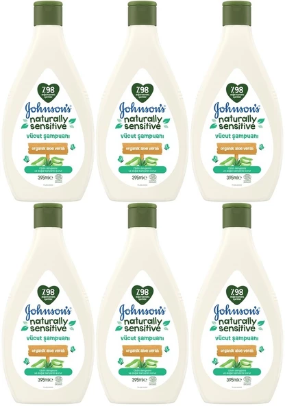 Johnsons Baby Vücut Şampuanı 395ML Natural Sensitive (Organik Aloe Veralı) (6 Lı Set)